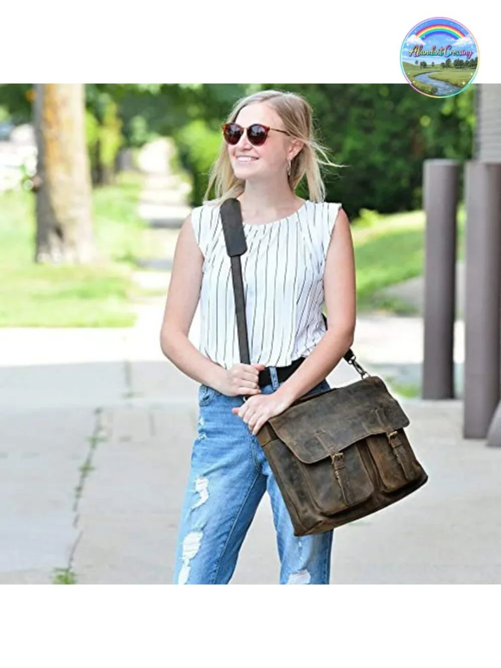 16 Inch Leather Briefcase Laptop Messenger Bag for Office